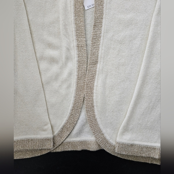 NWT - Old Navy Gold Metallic Trim Cream Wrap Cardigan - Size XXL - Picture 3 of 7